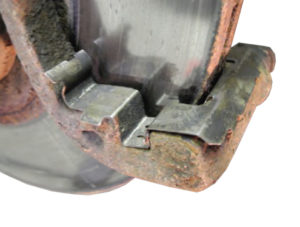 brake hardware abutment clip in brake caliper brakcet